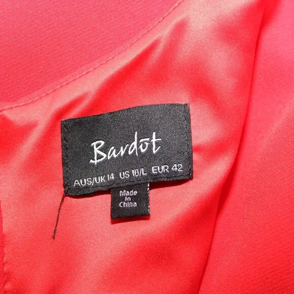 Bardot Womens Kristen Peplum Flounce Dress Red Size 10/L Crepe Lined REVOLVE - Picture 4 of 10